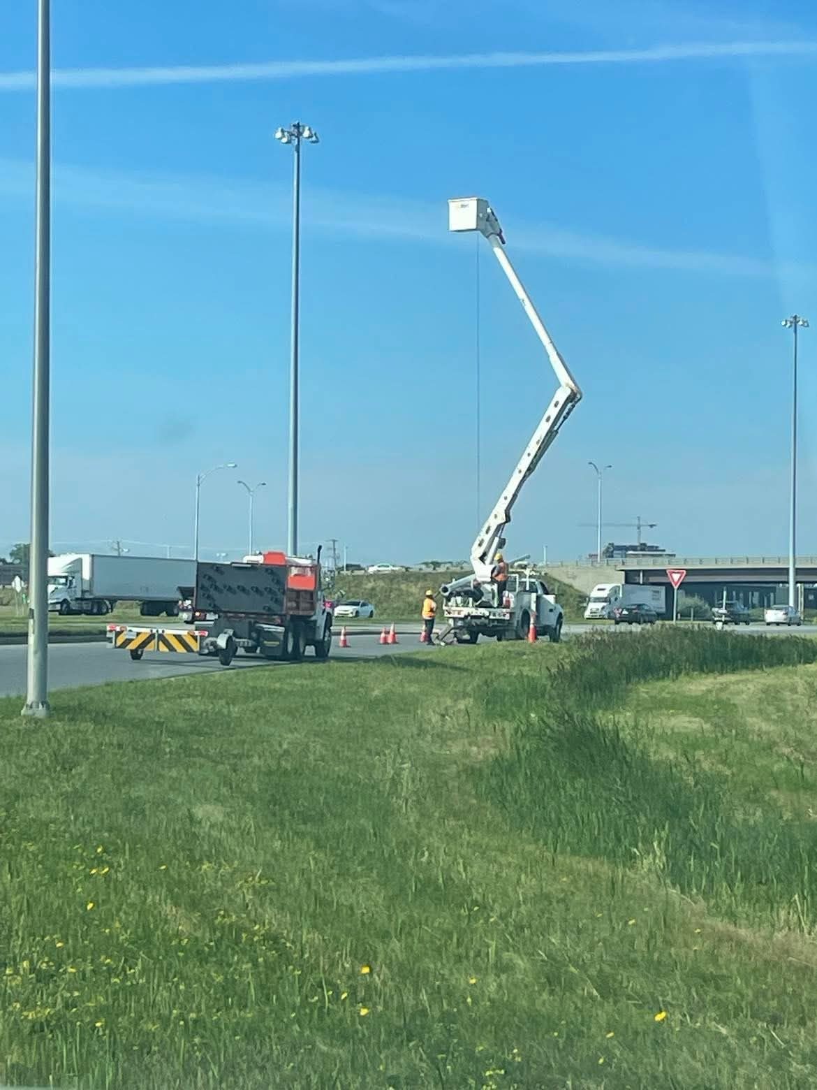 Work zone signage along a highway